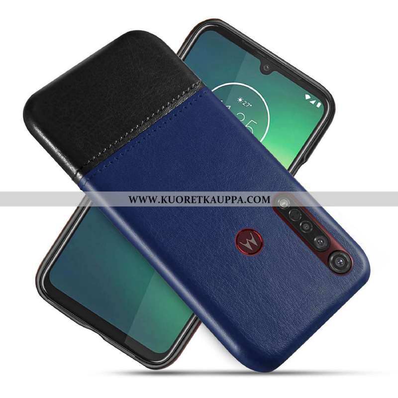 Kuori Moto G8 Plus, Kuoret Moto G8 Plus, Kotelo Moto G8 Plus Luova Suojaus Sininen Nahkakuori Puheli
