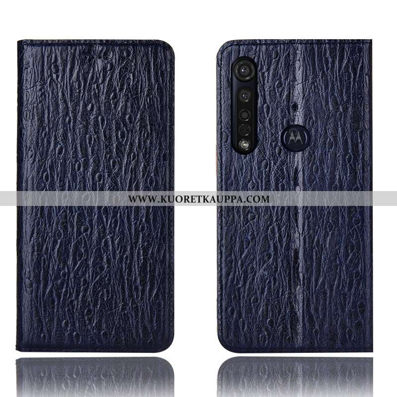 Kuori Moto G8 Plus, Kuoret Moto G8 Plus, Kotelo Moto G8 Plus Nahkakuori Suojaus Murtumaton Tummansin