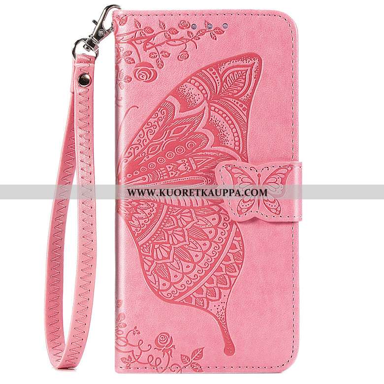 Kuori Moto G8 Plus, Kuoret Moto G8 Plus, Kotelo Moto G8 Plus Nahkakuori Suojaus Sininen Kukka Puheli