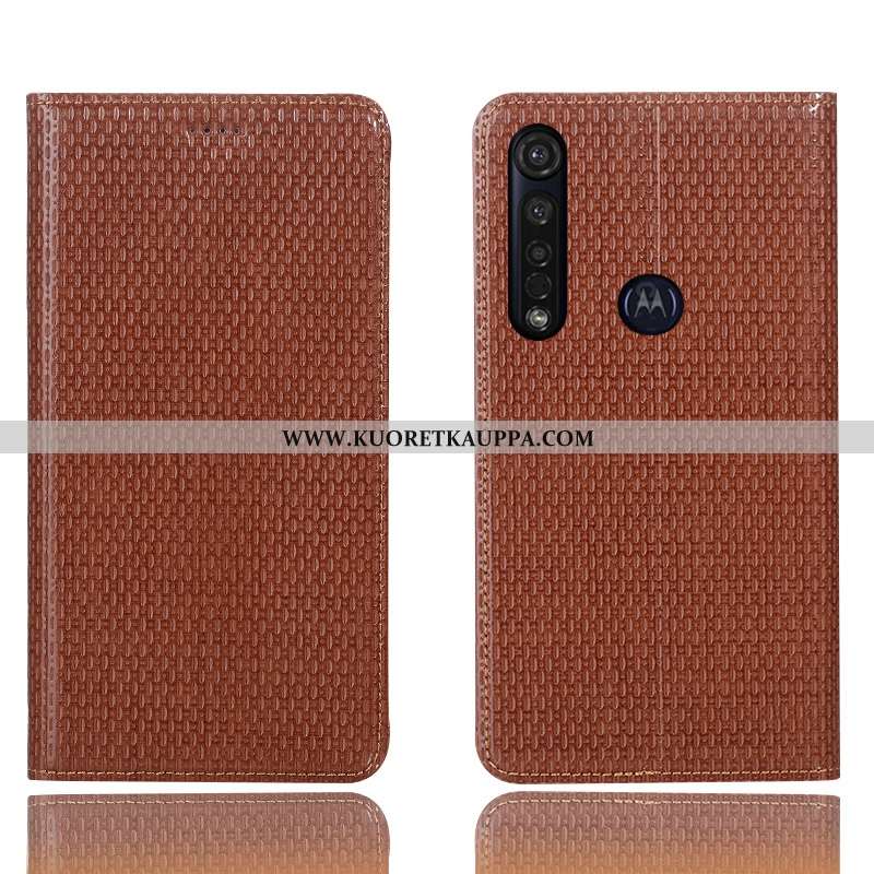 Kuori Moto G8 Plus, Kuoret Moto G8 Plus, Kotelo Moto G8 Plus Suojaus Aito Nahka Puhelimen Mustat