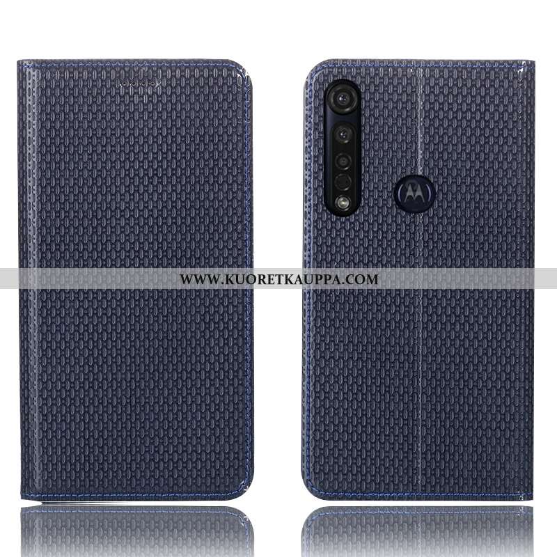 Kuori Moto G8 Plus, Kuoret Moto G8 Plus, Kotelo Moto G8 Plus Suojaus Aito Nahka Puhelimen Mustat