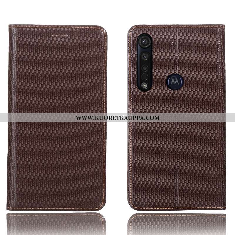 Kuori Moto G8 Plus, Kuoret Moto G8 Plus, Kotelo Moto G8 Plus Suojaus Aito Nahka Puhelimen Mustat