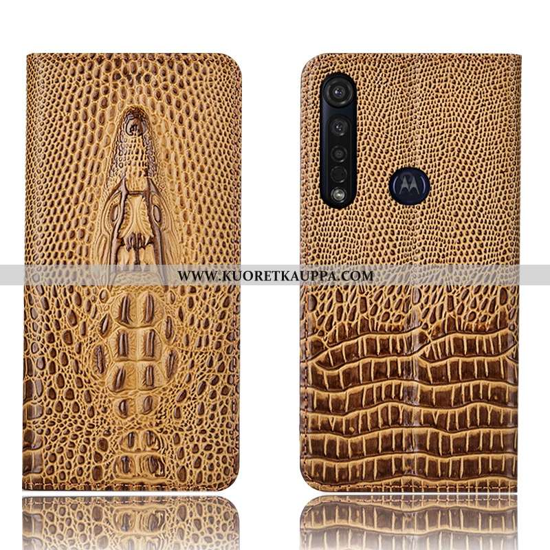 Kuori Moto G8 Plus, Kuoret Moto G8 Plus, Kotelo Moto G8 Plus Suojaus Aito Nahka Puhelimen Sininen