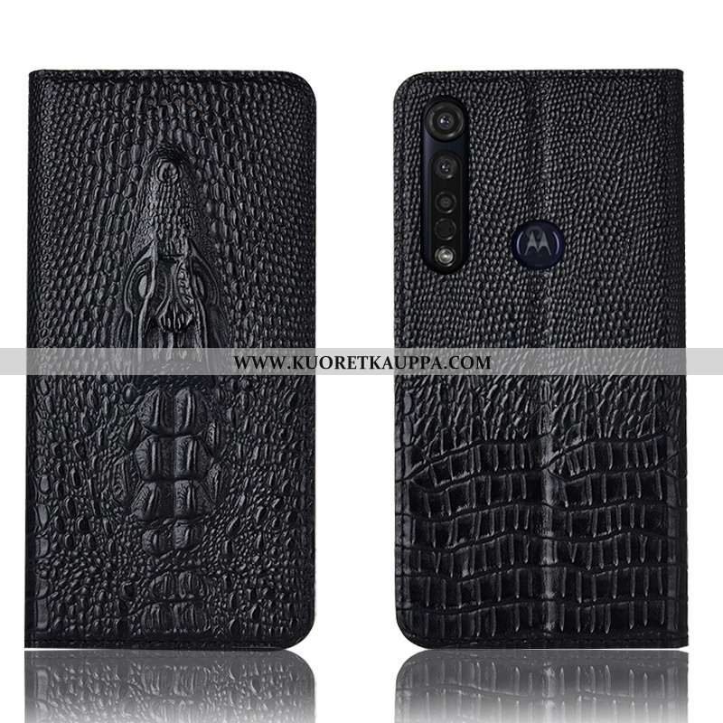 Kuori Moto G8 Plus, Kuoret Moto G8 Plus, Kotelo Moto G8 Plus Suojaus Aito Nahka Puhelimen Sininen