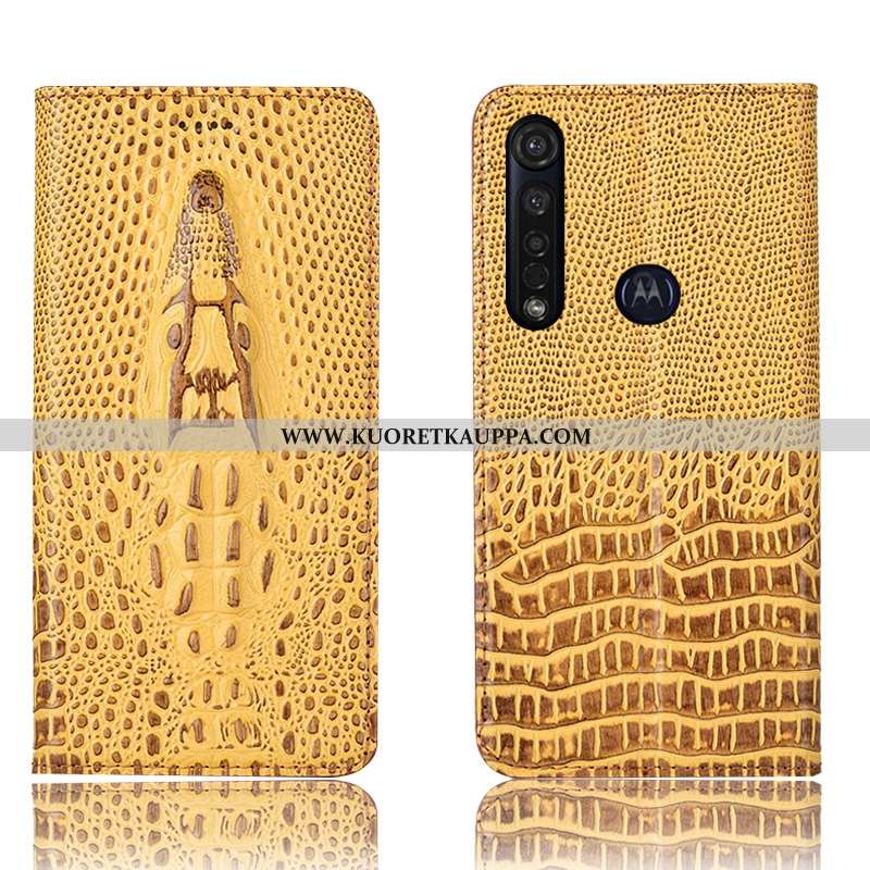 Kuori Moto G8 Plus, Kuoret Moto G8 Plus, Kotelo Moto G8 Plus Suojaus Aito Nahka Puhelimen Sininen