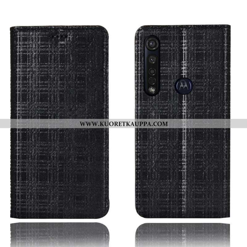 Kuori Moto G8 Plus, Kuoret Moto G8 Plus, Kotelo Moto G8 Plus Suojaus Nahkakuori Musta Mustat