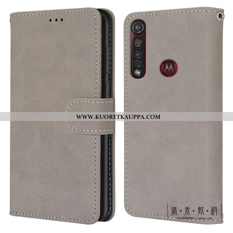 Kuori Moto G8 Plus, Kuoret Moto G8 Plus, Kotelo Moto G8 Plus Vuosikerta Suojaus Nahkakuori Vihreä