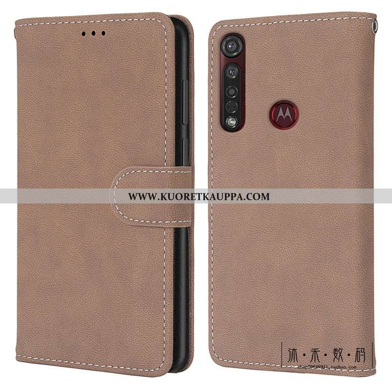 Kuori Moto G8 Plus, Kuoret Moto G8 Plus, Kotelo Moto G8 Plus Vuosikerta Suojaus Nahkakuori Vihreä