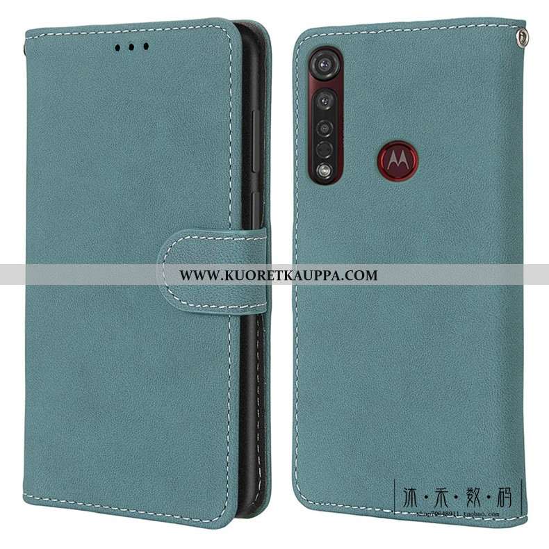 Kuori Moto G8 Plus, Kuoret Moto G8 Plus, Kotelo Moto G8 Plus Vuosikerta Suojaus Nahkakuori Vihreä