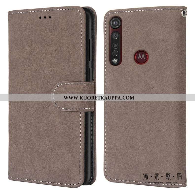 Kuori Moto G8 Plus, Kuoret Moto G8 Plus, Kotelo Moto G8 Plus Vuosikerta Suojaus Nahkakuori Vihreä