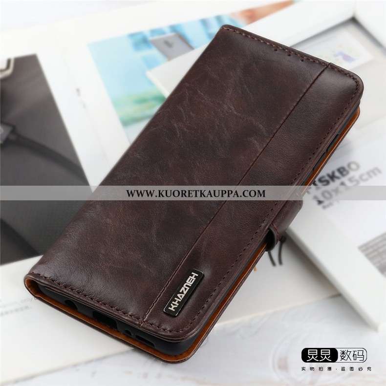 Kuori Moto G8 Power, Kuoret Moto G8 Power, Kotelo Moto G8 Power Suojaus Aito Nahka Puhelimen Ruskea