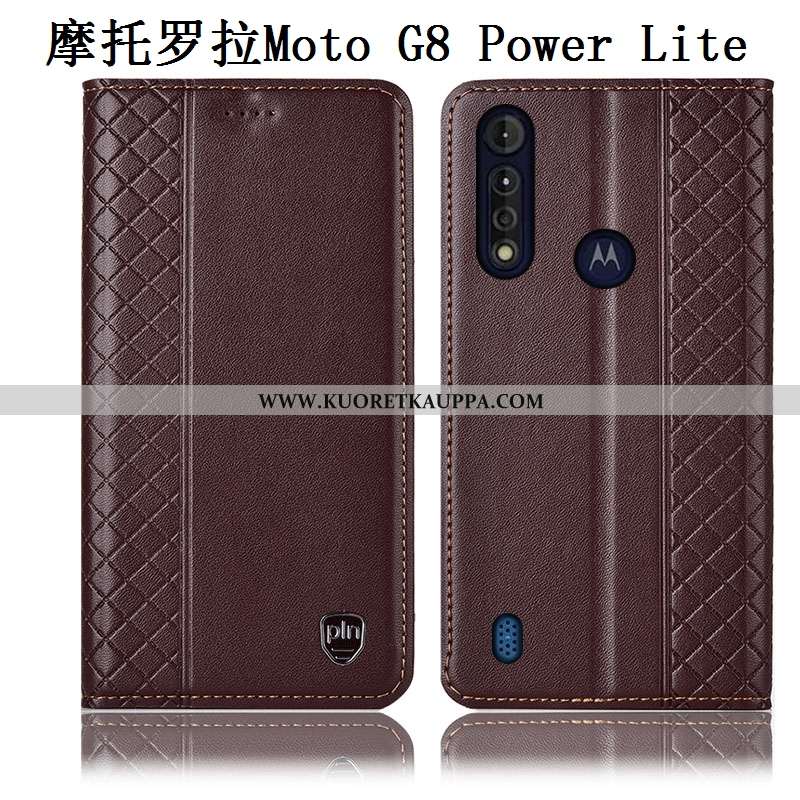 Kuori Moto G8 Power Lite, Kuoret Moto G8 Power Lite, Kotelo Moto G8 Power Lite Aito Nahka Nahkakuori