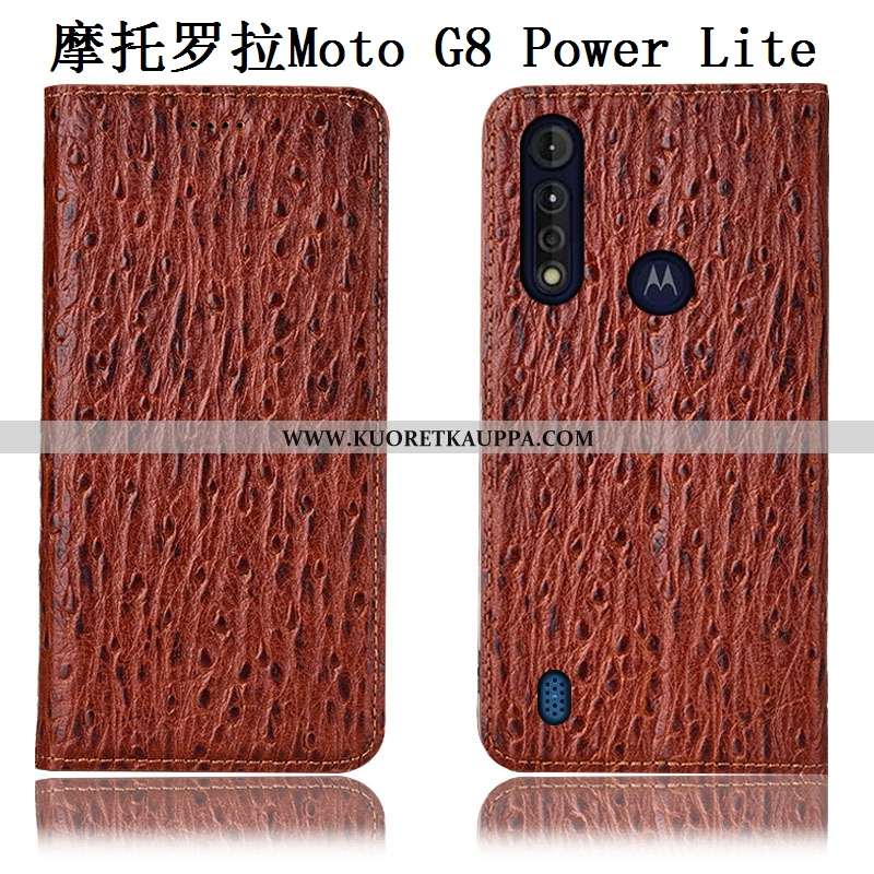 Kuori Moto G8 Power Lite, Kuoret Moto G8 Power Lite, Kotelo Moto G8 Power Lite Suojaus Aito Nahka Pu