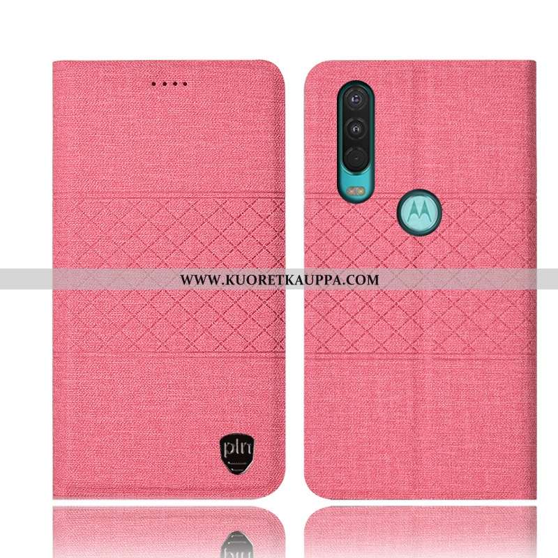 Kuori Motorola One Action, Kuoret Motorola One Action, Kotelo Motorola One Action Pellava Nahkakuori