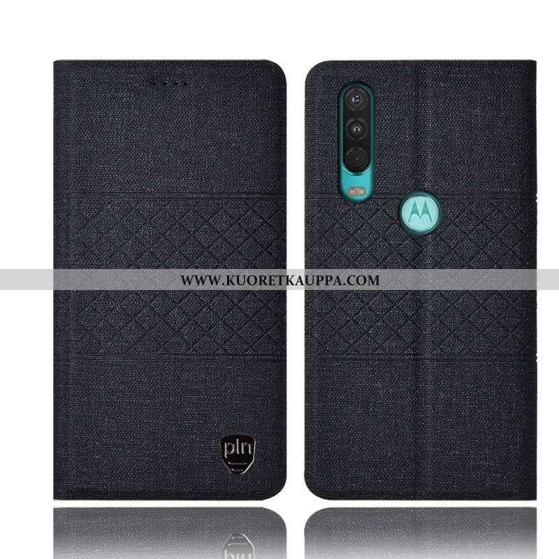 Kuori Motorola One Action, Kuoret Motorola One Action, Kotelo Motorola One Action Pellava Nahkakuori