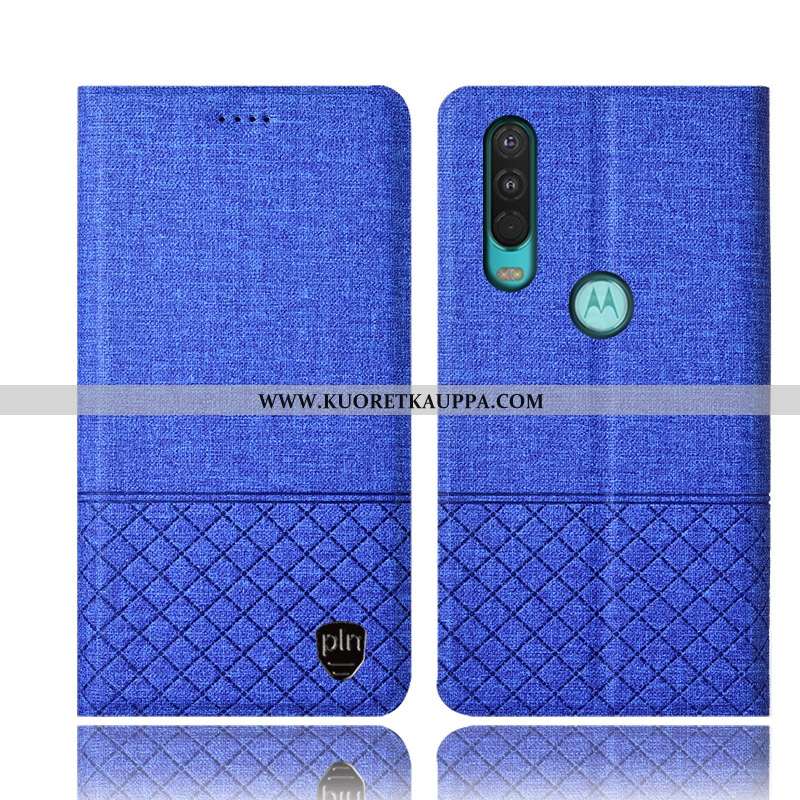 Kuori Motorola One Action, Kuoret Motorola One Action, Kotelo Motorola One Action Pellava Nahkakuori