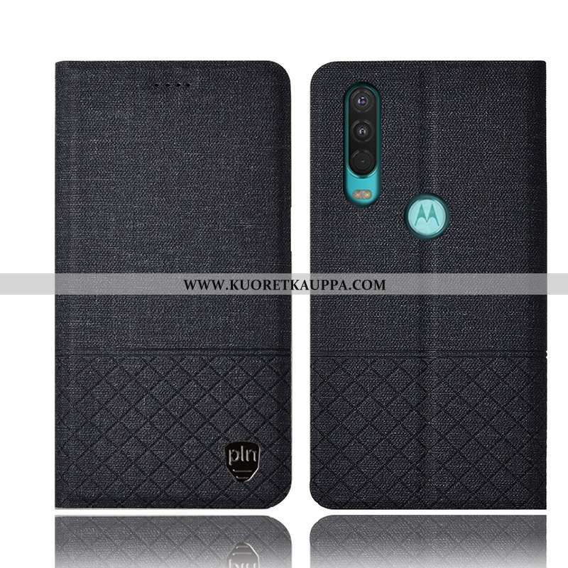 Kuori Motorola One Action, Kuoret Motorola One Action, Kotelo Motorola One Action Pellava Nahkakuori