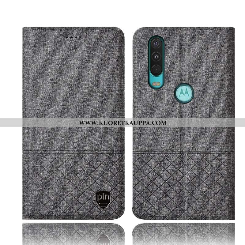 Kuori Motorola One Action, Kuoret Motorola One Action, Kotelo Motorola One Action Pellava Nahkakuori