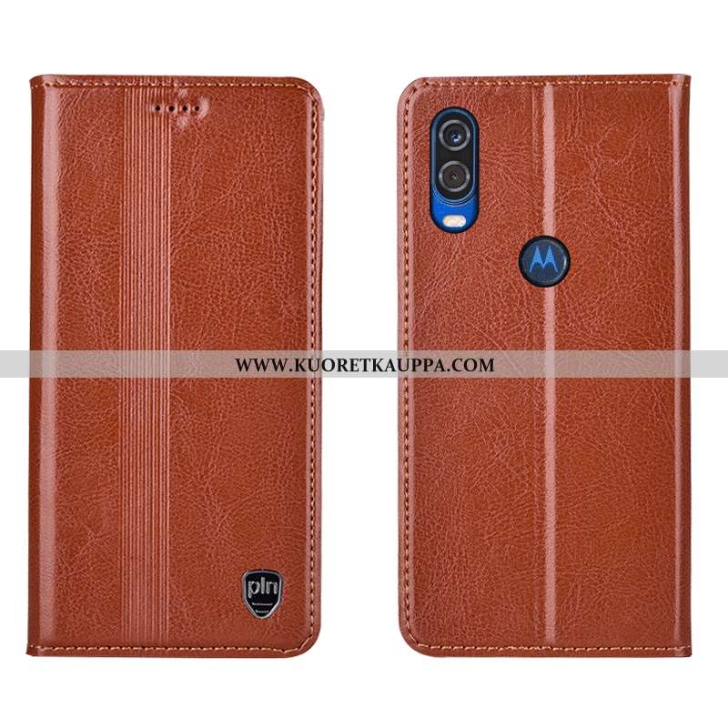 Kuori Motorola One Vision, Kuoret Motorola One Vision, Kotelo Motorola One Vision Suojaus Aito Nahka