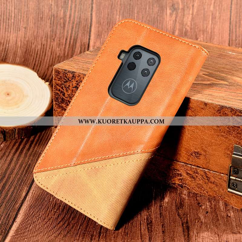 Kuori Motorola One Zoom, Kuoret Motorola One Zoom, Kotelo Motorola One Zoom Nahkakuori Suojaus Punai