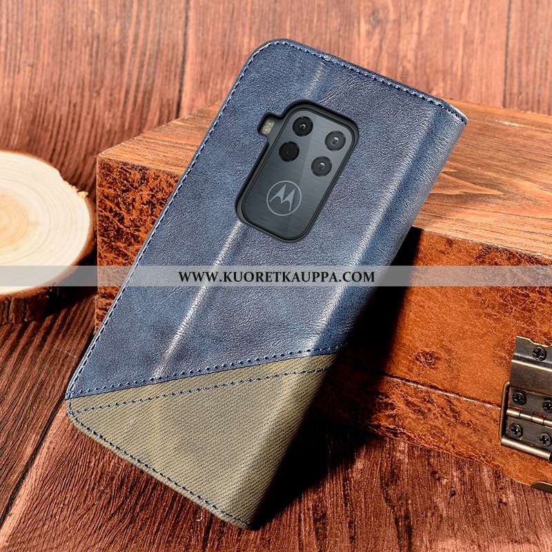 Kuori Motorola One Zoom, Kuoret Motorola One Zoom, Kotelo Motorola One Zoom Nahkakuori Suojaus Punai