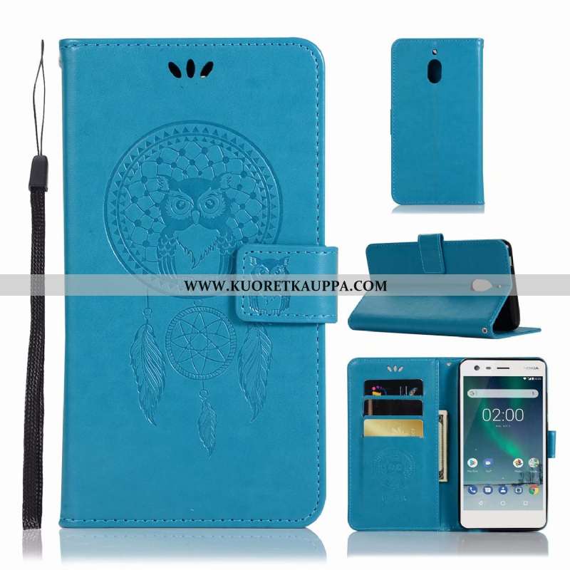 Kuori Nokia 2.1, Kuoret Nokia 2.1, Kotelo Nokia 2.1 Suuntaus Nahkakuori Sininen Puhelimen