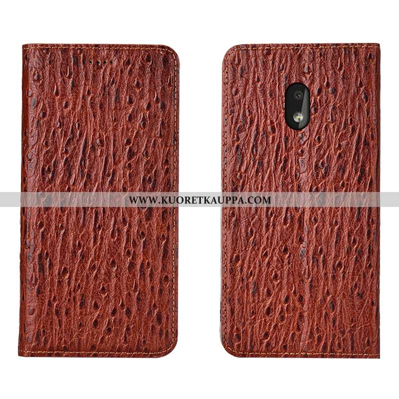 Kuori Nokia 2.2, Kuoret Nokia 2.2, Kotelo Nokia 2.2 Nahkakuori Kukkakuvio Lintu Ruskea