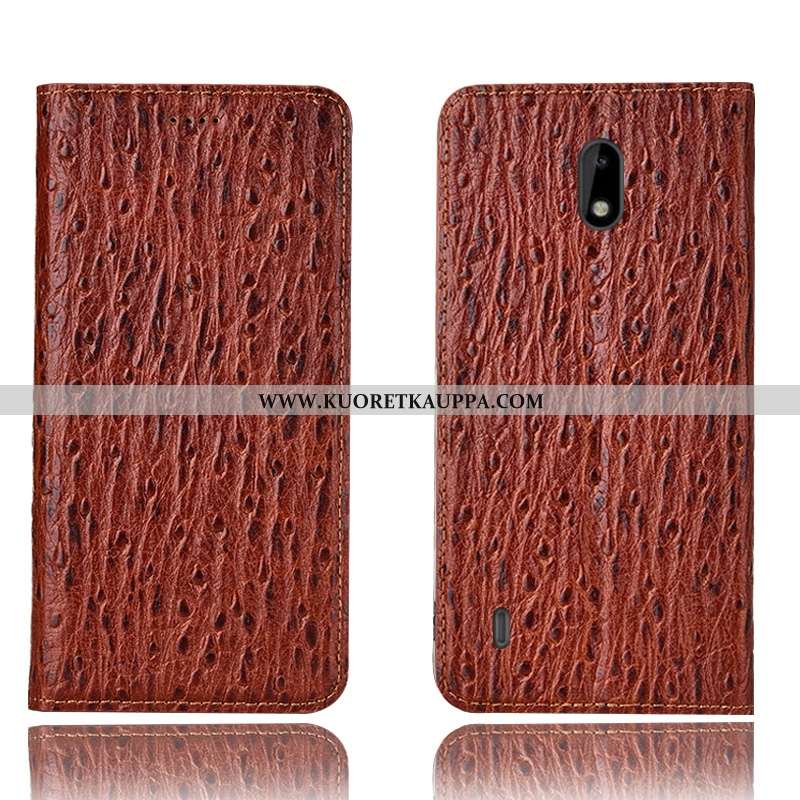 Kuori Nokia 2.2, Kuoret Nokia 2.2, Kotelo Nokia 2.2 Nahkakuori Kukkakuvio Lintu Ruskea