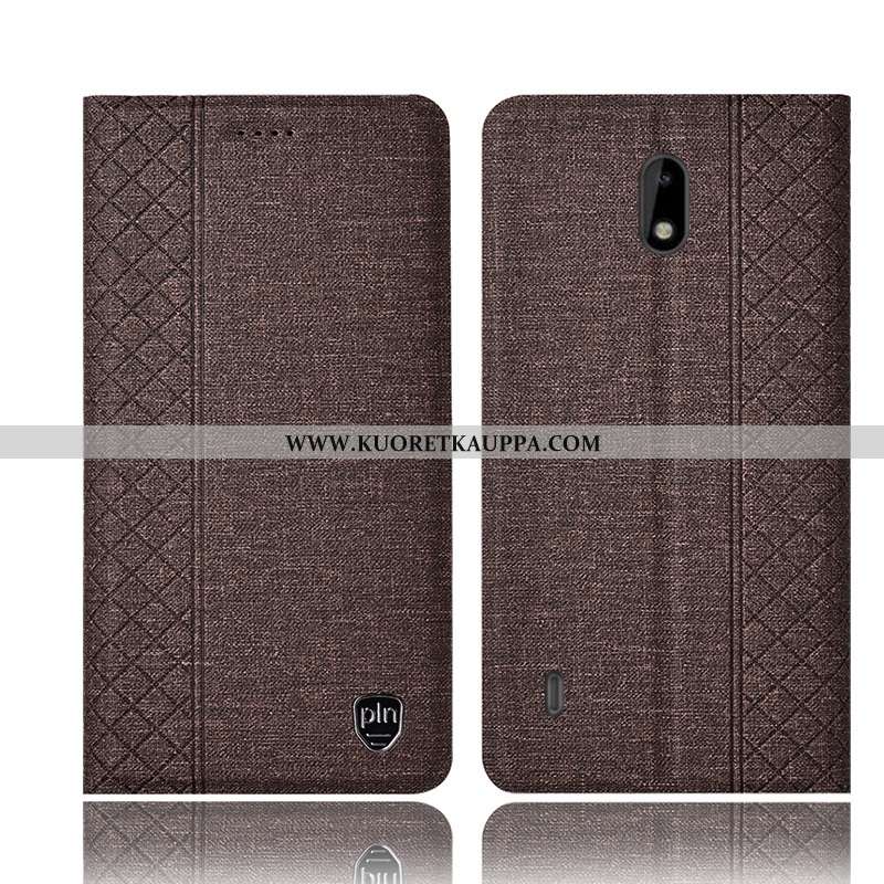 Kuori Nokia 2.2, Kuoret Nokia 2.2, Kotelo Nokia 2.2 Pellava Nahkakuori Suojaus All Inclusive Ruskea