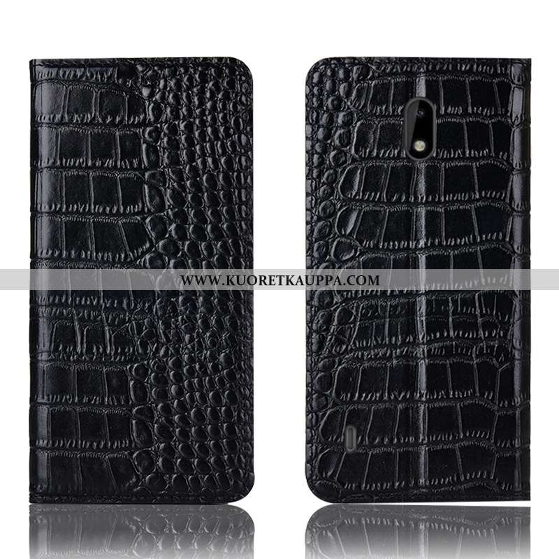 Kuori Nokia 2.2, Kuoret Nokia 2.2, Kotelo Nokia 2.2 Suojaus Nahkakuori Musta Krokotiili Mustat