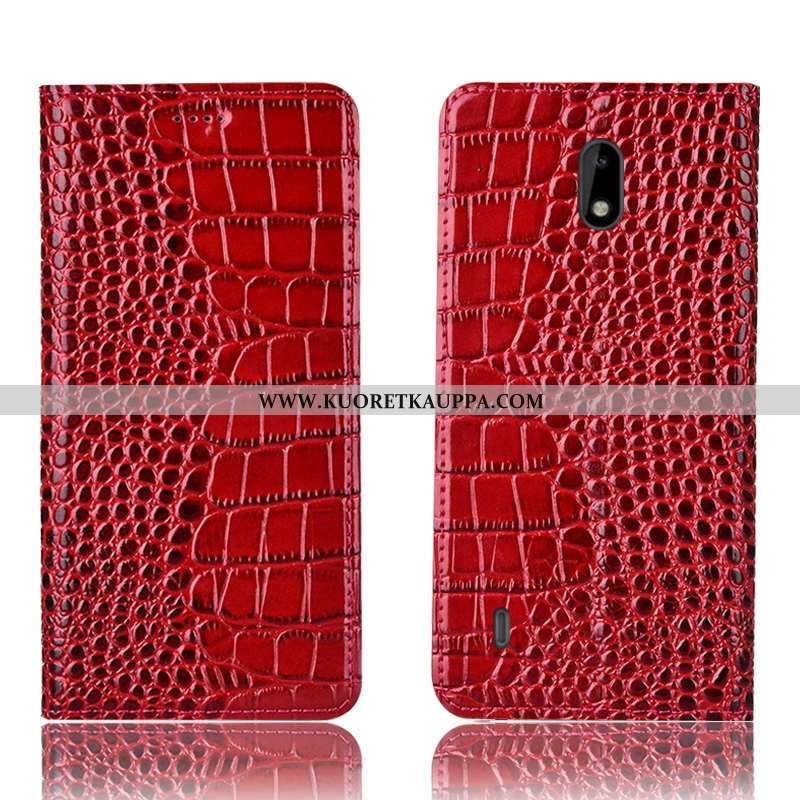 Kuori Nokia 2.2, Kuoret Nokia 2.2, Kotelo Nokia 2.2 Suojaus Nahkakuori Musta Krokotiili Mustat