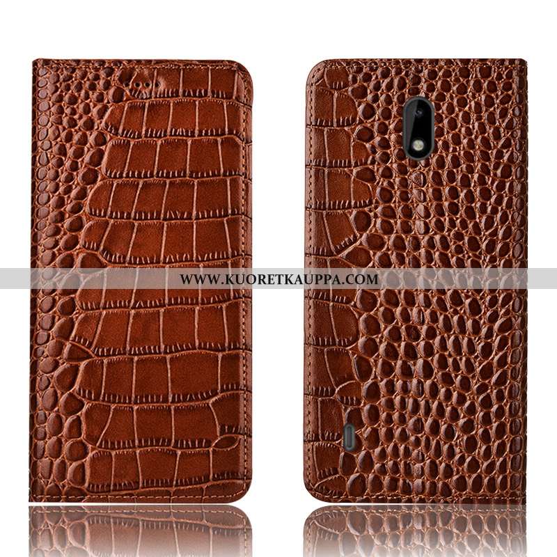 Kuori Nokia 2.2, Kuoret Nokia 2.2, Kotelo Nokia 2.2 Suojaus Nahkakuori Musta Krokotiili Mustat