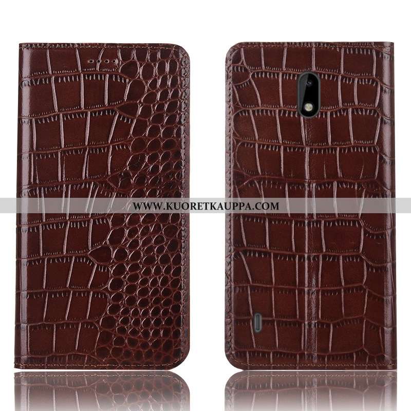 Kuori Nokia 2.2, Kuoret Nokia 2.2, Kotelo Nokia 2.2 Suojaus Nahkakuori Musta Krokotiili Mustat