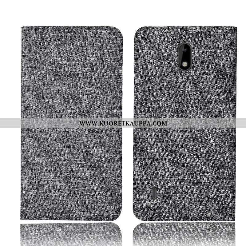Kuori Nokia 2.2, Kuoret Nokia 2.2, Kotelo Nokia 2.2 Suojaus Pellava Harmaa Nahkakuori
