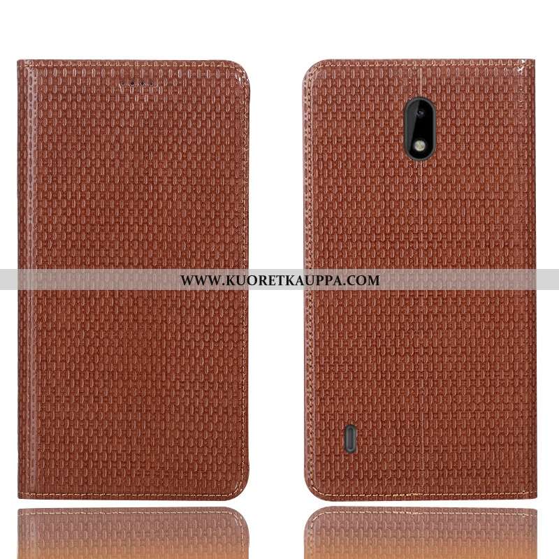 Kuori Nokia 3.1, Kuoret Nokia 3.1, Kotelo Nokia 3.1 Aito Nahka Kukkakuvio Murtumaton Ruskea