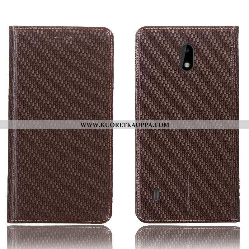 Kuori Nokia 3.1, Kuoret Nokia 3.1, Kotelo Nokia 3.1 Aito Nahka Kukkakuvio Murtumaton Ruskea