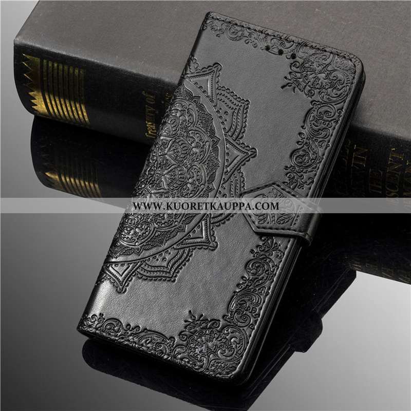 Kuori Nokia 3.1, Kuoret Nokia 3.1, Kotelo Nokia 3.1 Kohokuviointi Nahka Musta Kukka Mustat