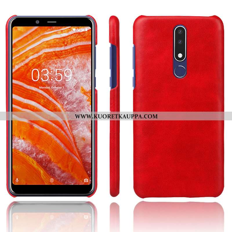 Kuori Nokia 3.1 Plus, Kuoret Nokia 3.1 Plus, Kotelo Nokia 3.1 Plus Suojaus Nahka Oranssi