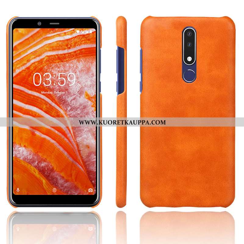 Kuori Nokia 3.1 Plus, Kuoret Nokia 3.1 Plus, Kotelo Nokia 3.1 Plus Suojaus Nahka Oranssi
