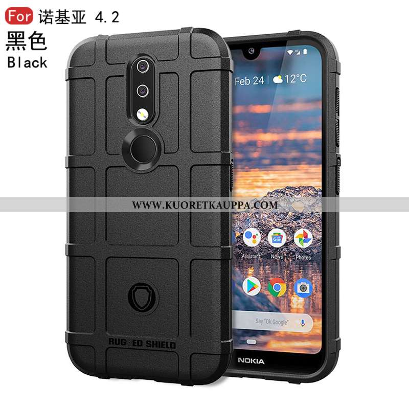 Kuori Nokia 4.2, Kuoret Nokia 4.2, Kotelo Nokia 4.2 Luova Kukkakuvio Murtumaton Suojaus Mustat