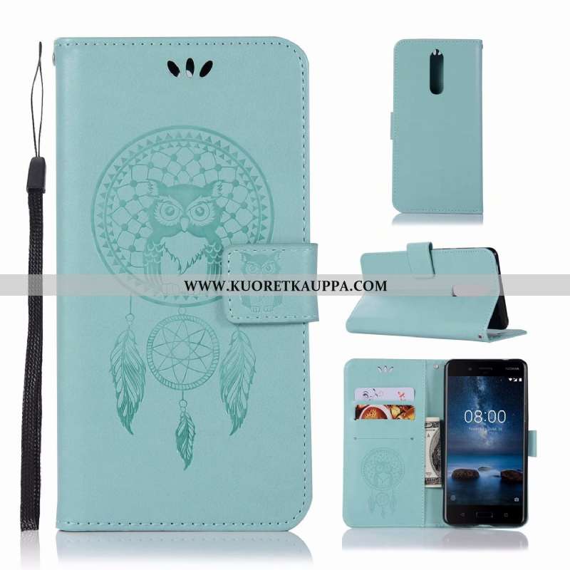 Kuori Nokia 5.1, Kuoret Nokia 5.1, Kotelo Nokia 5.1 Painatus Salkku Kukkakuvio Puhelimen Vihreä