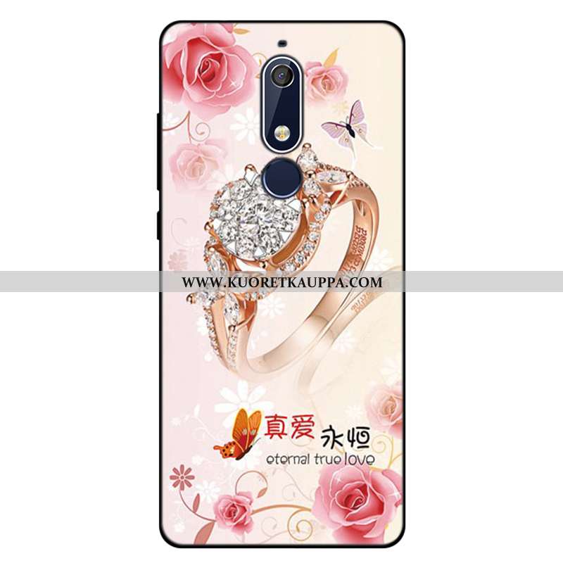 Kuori Nokia 5.1, Kuoret Nokia 5.1, Kotelo Nokia 5.1 Pehmeä Neste Silikoni Puhelimen Murtumaton Pinkk