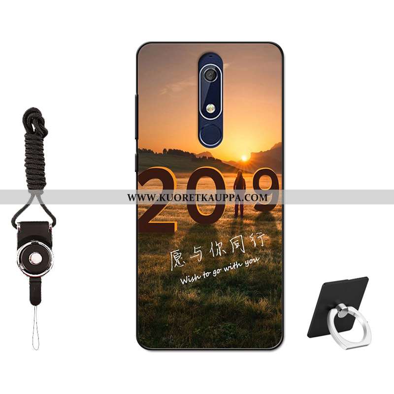 Kuori Nokia 5.1, Kuoret Nokia 5.1, Kotelo Nokia 5.1 Suuntaus Pehmeä Neste Murtumaton Musta Silikoni 