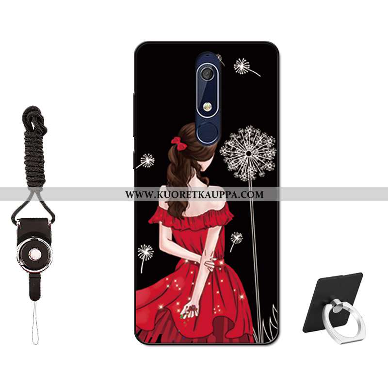 Kuori Nokia 5.1, Kuoret Nokia 5.1, Kotelo Nokia 5.1 Suuntaus Pehmeä Neste Murtumaton Musta Silikoni 