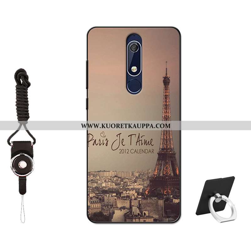 Kuori Nokia 5.1, Kuoret Nokia 5.1, Kotelo Nokia 5.1 Suuntaus Pehmeä Neste Murtumaton Musta Silikoni 