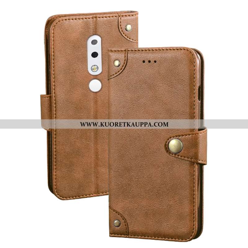 Kuori Nokia 5.1 Plus, Kuoret Nokia 5.1 Plus, Kotelo Nokia 5.1 Plus Nahkakuori Luova Suojaus Punainen