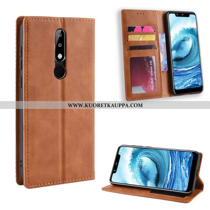 Kuori Nokia 5.1 Plus, Kuoret Nokia 5.1 Plus, Kotelo Nokia 5.1 Plus Nahkakuori Vuosikerta Murtumaton 
