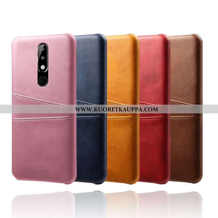 Kuori Nokia 5.1 Plus, Kuoret Nokia 5.1 Plus, Kotelo Nokia 5.1 Plus Suojaus Nahka Murtumaton Pinkki