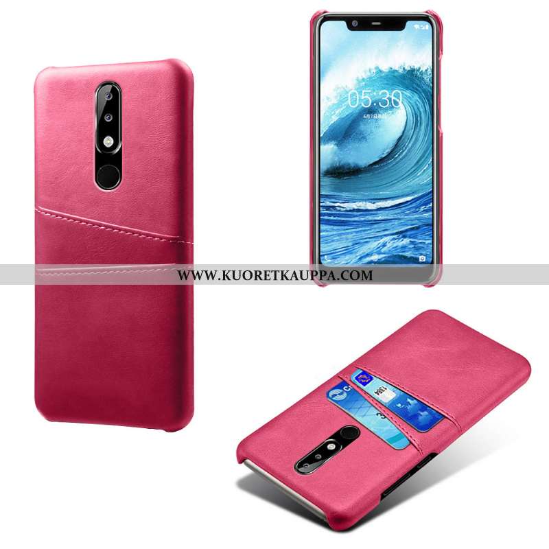 Kuori Nokia 5.1 Plus, Kuoret Nokia 5.1 Plus, Kotelo Nokia 5.1 Plus Suojaus Nahka Murtumaton Pinkki