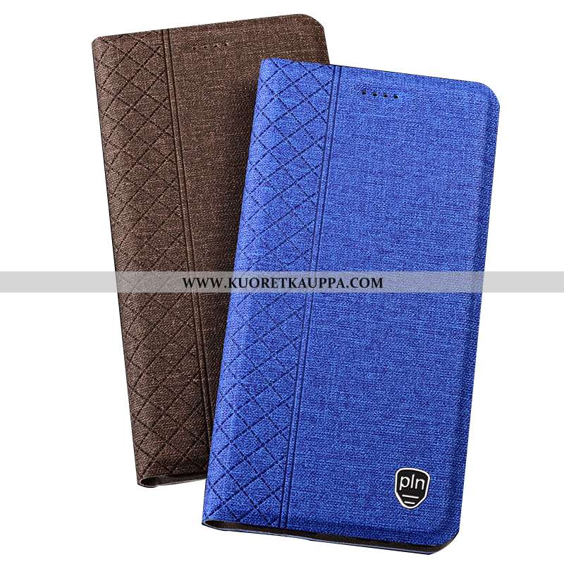 Kuori Nokia 5.1 Plus, Kuoret Nokia 5.1 Plus, Kotelo Nokia 5.1 Plus Suojaus Pellava Ruudukko Sininen